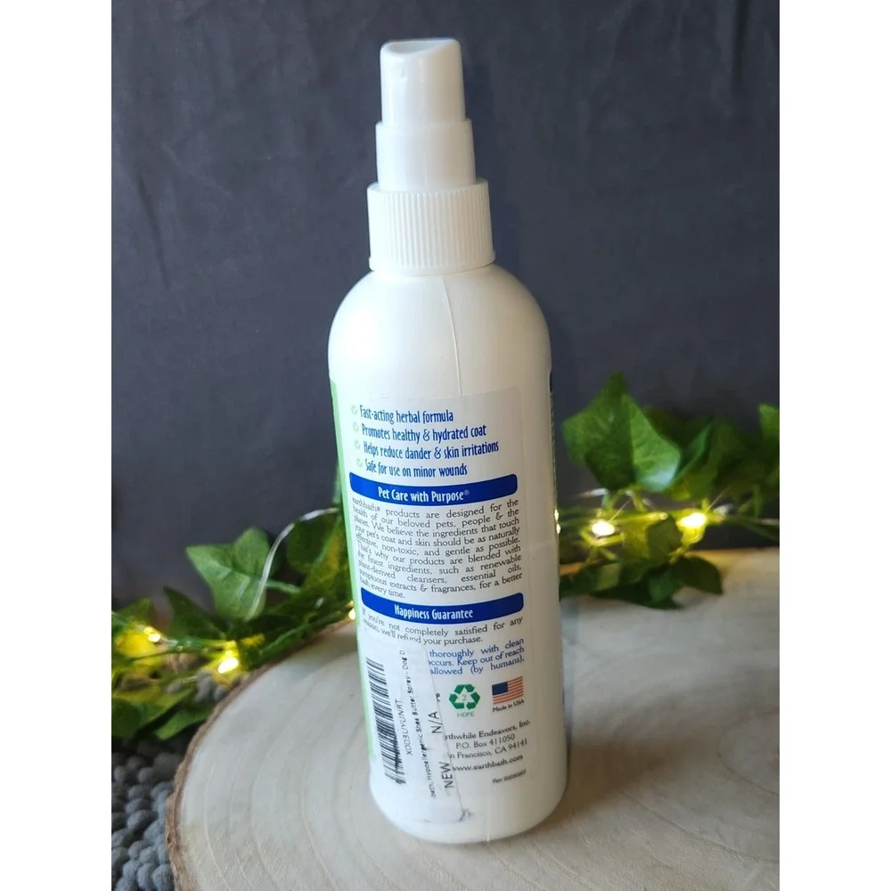 EarthBath Shea Butter Spray Moisturizing Pet Spray 8oz~NEW NO LID
